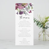 MENU PURPLE PEACH PURPLE LILAC WATERCOLOR MARIAGE FLORA (Debout devant)