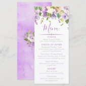 Menu Purple Peonies Fête des mariées, événement personn (Devant / Derrière)