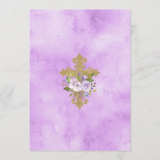 Menu Purple Peonies Girl Baptism Custom 5x7 Event (Dos)