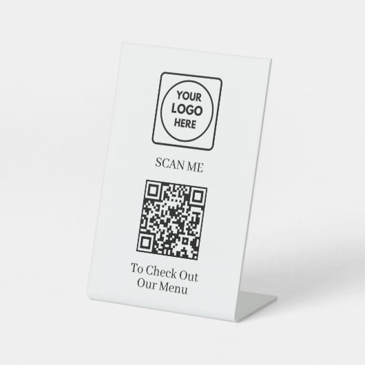 Menu QR-code | Aangepaste contactloze zakelijke we Reclamebord Met Voetstuk (Voorkant)
