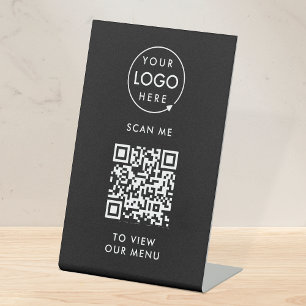 Menu QR-code   Contactloze Logo Reclamebord Met Voetstuk