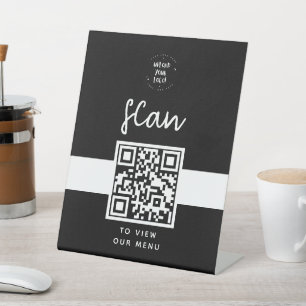 Menu QR-code   Contactloze Logo Reclamebord Met Voetstuk