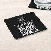 Menu QR-code | Contactloze Logo Vierkante Kartonnen Onderzetter (Schuin)
