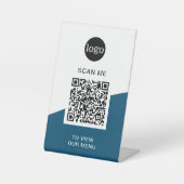 Menu QR-code | Contactloze moderne Logo Reclamebord Met Voetstuk (Voorkant)