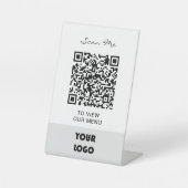 Menu QR-code | Logo Contactloos eenvoudig Reclamebord Met Voetstuk (Voorkant)