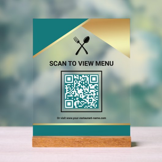 Menu QR Code Numérique du Restaurant Teal Gold (Neutre)