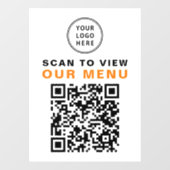 Menu QR Code Restaurant Cafe Logo Raamsticker (Vel)
