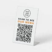 Menu QR Code Restaurant Cafe Logo Reclamebord Met Voetstuk (Voorkant)
