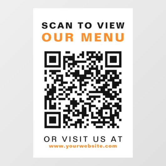Menu QR Code Restaurant Cafe Raamsticker (Vel)