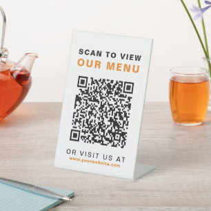 Menu QR Code Restaurant Cafe Reclamebord Met Voetstuk