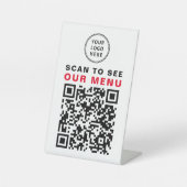 Menu QR Code Restaurant Logo Reclamebord Met Voetstuk (Voorkant)