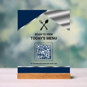 Menu QR Code sans contact Navy Blue pour restauran