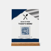Menu QR Code sans contact Navy Blue pour restauran (Recto)