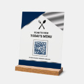 Menu QR Code sans contact Navy Blue pour restauran (Angle)