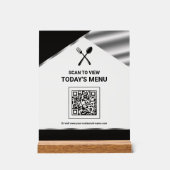 Menu QR Code sans contact noir de restaurant (Recto)