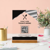 Menu QR Code sans contact noir de restaurant (Mariage)