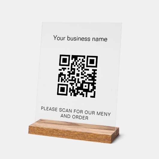Menu qr code scan bar bar café (Angle)