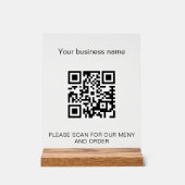 Menu qr code scan restaurant café acryl bord (Voorkant)