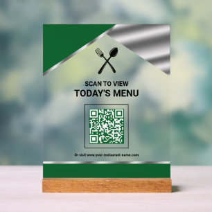 Menu QR Code Vert sans Contact pour Restaurant