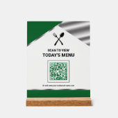 Menu QR Code Vert sans Contact pour Restaurant (Recto)