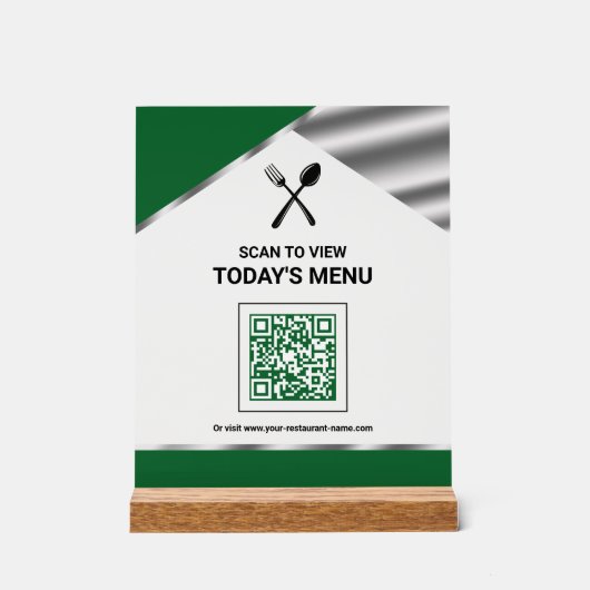 Menu QR Code Vert sans Contact pour Restaurant (Recto)