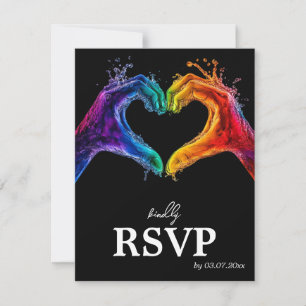 🌈❤️MENU +QR Heart of Pride bruiloft RSVP Kaartje