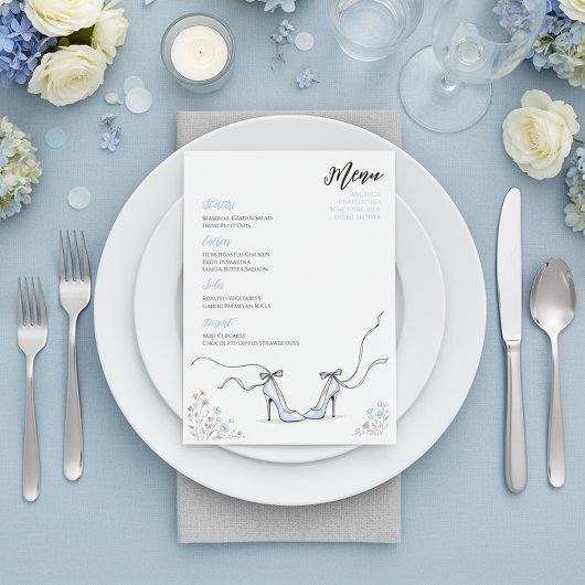 Menu Quelque Chose de Bleu Talons Poudre Bleue Baby Sho