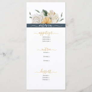 MENU QUELQUE CHOSE DE MARIAGE FLORAL BLEU