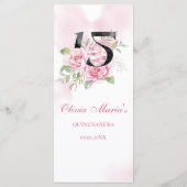 Menu Quinceanera 15e anniversaire Rustique Floral (Dos)