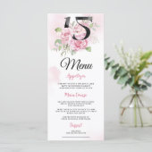 Menu Quinceanera 15e anniversaire Rustique Floral (Debout devant)