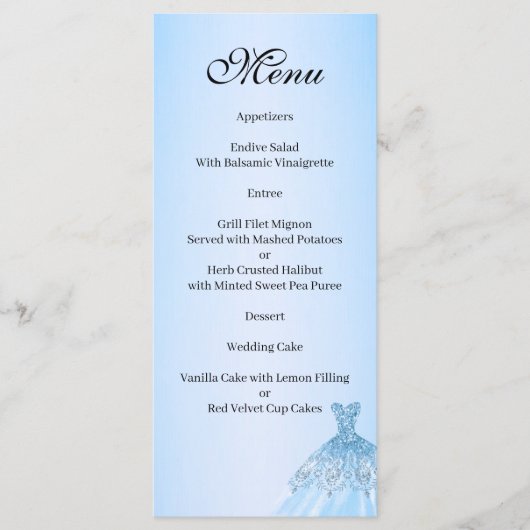 Menu Quinceañera Azul (Devant)