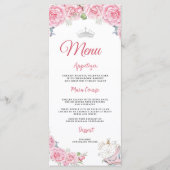 Menu Quinceanera Blush rose Floral Argent Couronne (Devant)