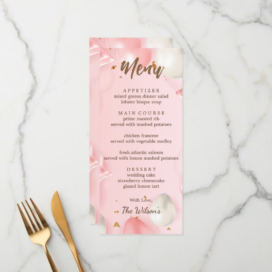 Menu Quinceañera Celebration Editable (Devant/Arrière en situation)