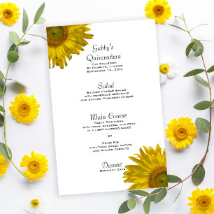 Menu Quinceanera de tournesol jaune
