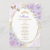 Menu Quinceanera d'or violet Mis Quince 15 Anos (Devant)