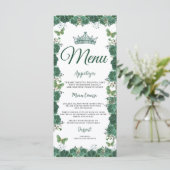 Menu Quinceañera Emerald Green Floral Butterflies Tiara (Debout devant)