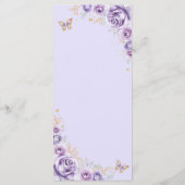 Menu Quinceanera Florale d'or violet Lilac (Dos)