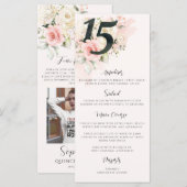 Menu Quinceanera florale rose 15e anniversaire de la fê (Devant / Derrière)