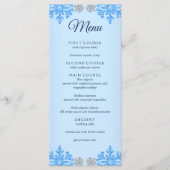 Menu Quinceañera Ice Blue Silver Winter Snowflake (Devant)