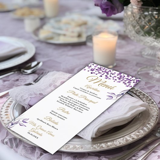 Menu Quinceañera Menú de cena de follaje morado español