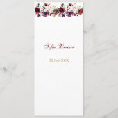 Menu Quinceañera rose et rouge florale (Dos)