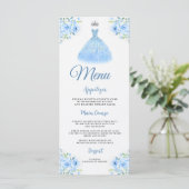 Menu Quinceanera Silver Blue Floral Gown (Debout devant)