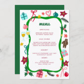 Menu Quirky Whimsical Christmas CUSTOM Holiday Party (Devant / Derrière)