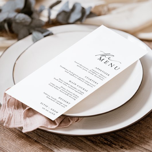 Menu Quiz Mariage minimaliste Ellesmere et