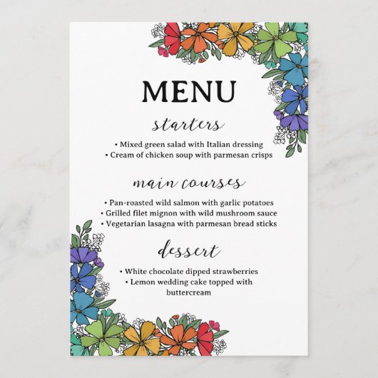 Menu Rainbow Pride Flowers LGBTQ Mariage (Devant)