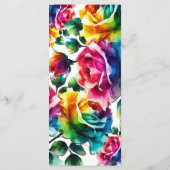 Menu Rainbow Rose Black & White Floral Mariage Men (Dos)