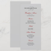 Menu Réception Argent et Monogramme Rouge (Devant / Derrière)