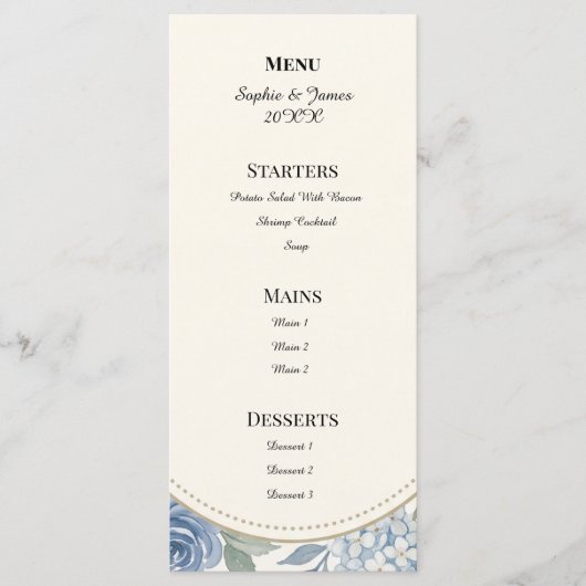 Menu Réception Botanique Gris Bleu (Devant)