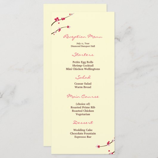 Menu Réception Cherry Blossom (Devant / Derrière)