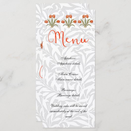 Menu Réception de mariage (Devant / Derrière)